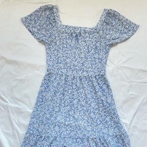 Blue & White Floral Summer Dress, Size Medium